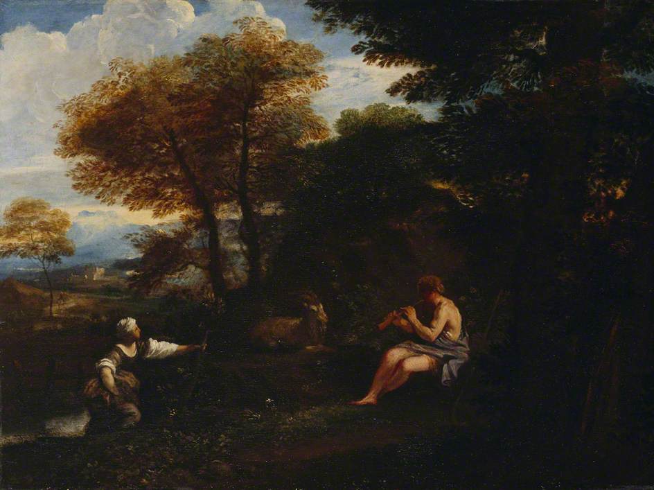 Paysage avec Mercure et une nymphe - Pier Francesco Mola image 1 reproduction réalisée par Alpha Reproduction
