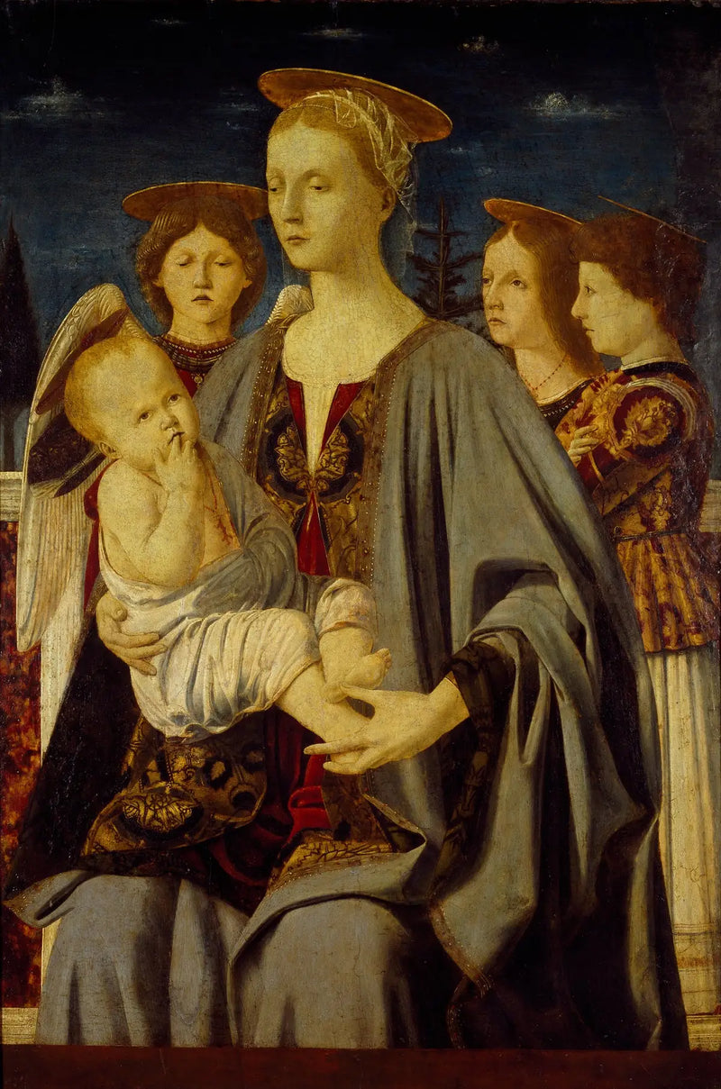 Jungfrau mit Kind und drei Engel - Piero della Francesca