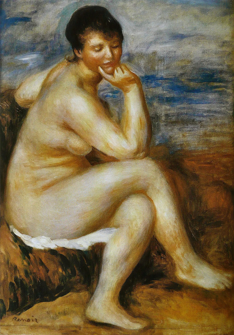 Sitzende Badende auf einem Felsen - Pierre-Auguste Renoir
