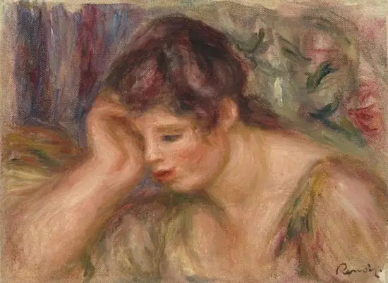 Frau mit dem Ellbogen abgestützt - Pierre-Auguste Renoir