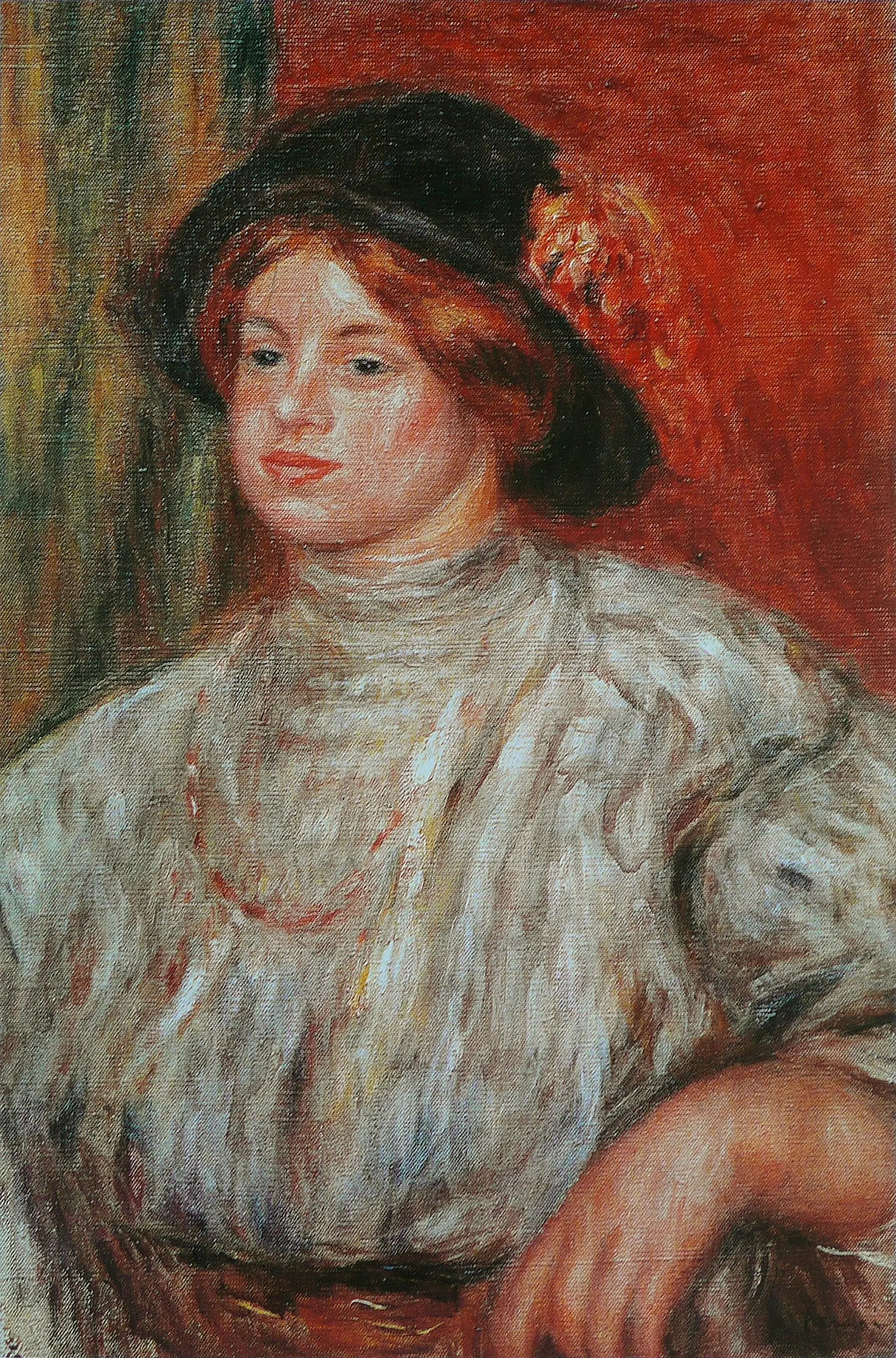 Reproduction du tableau « Jeune femme au chapeau - Pierre-Auguste Renoir » par Alpha Reproduction en peinture à l’huile