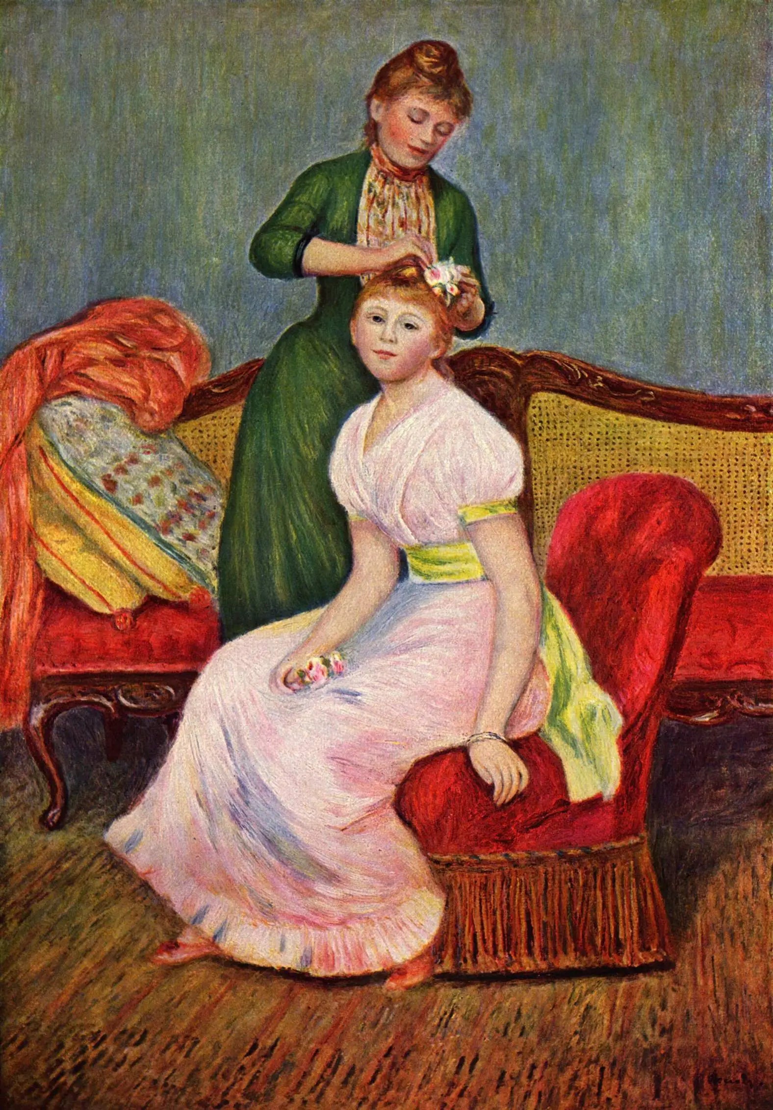 Reproduction du tableau « La Coiffure - Pierre-Auguste Renoir » par Alpha Reproduction en peinture à l’huile
