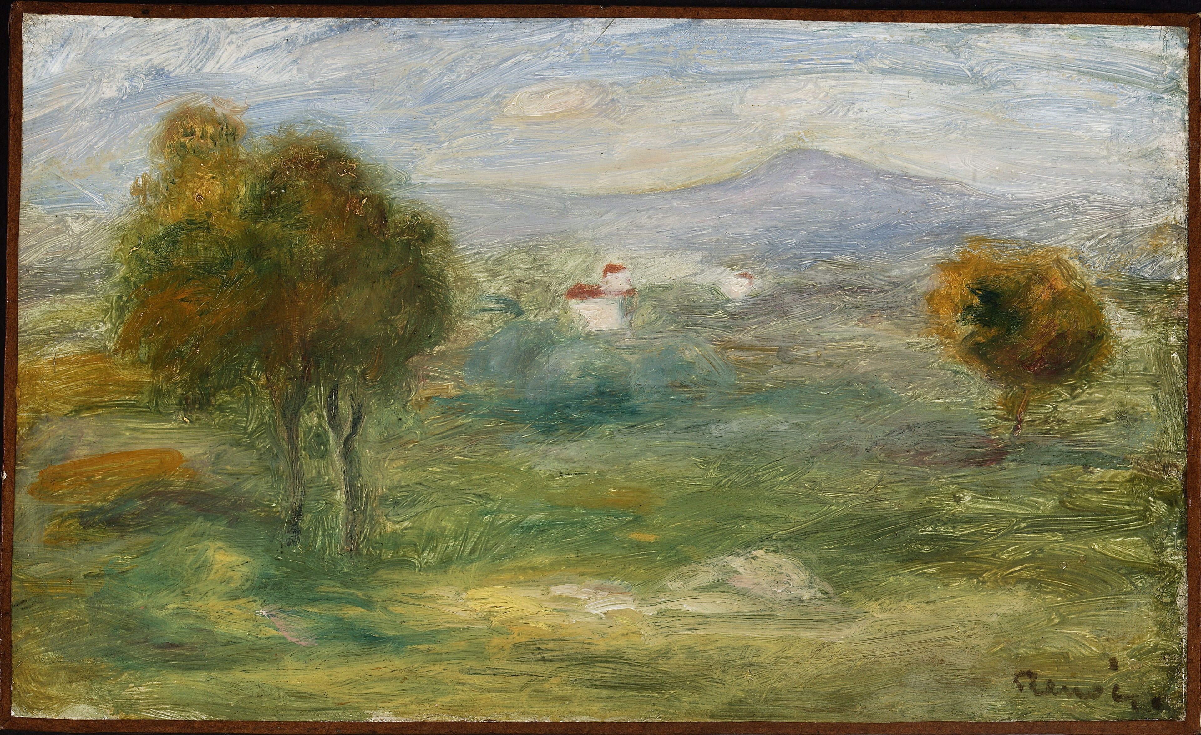 Reproduction du tableau « Paysage avec maisons à Cagnes-sur-Mer - Pierre-Auguste Renoir » par Alpha Reproduction en peinture à l’huile