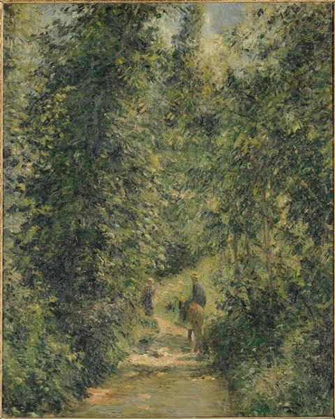 Reproduction du tableau « Chemin sous bois, en été - Camille Pissarro » par Alpha Reproduction en peinture à l’huile