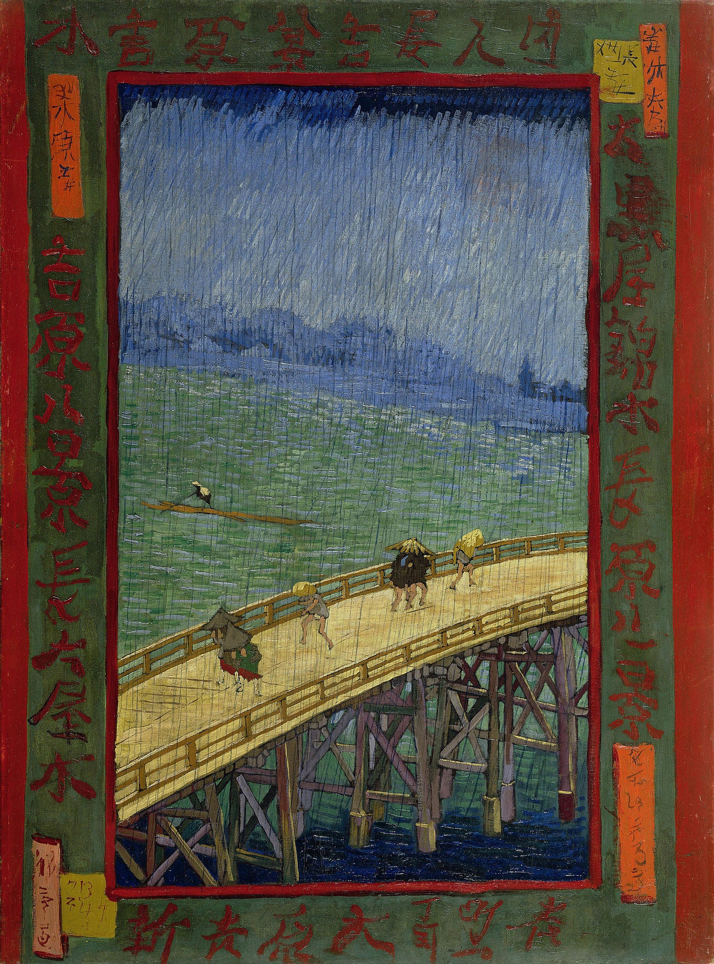 🌧️ Brücke im Regen (nach Hiroshige) – Vincent van Gogh (1887)