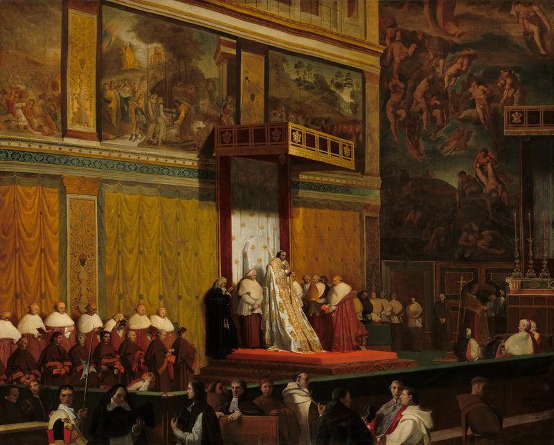 Papst Pius VII in der Sixtinischen Kapelle - Jean-Auguste-Dominique Ingres