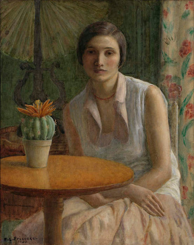 Portrait d’une femme (avec un cactus) - Frederick Carl Frieseke - Alpha Reproduction