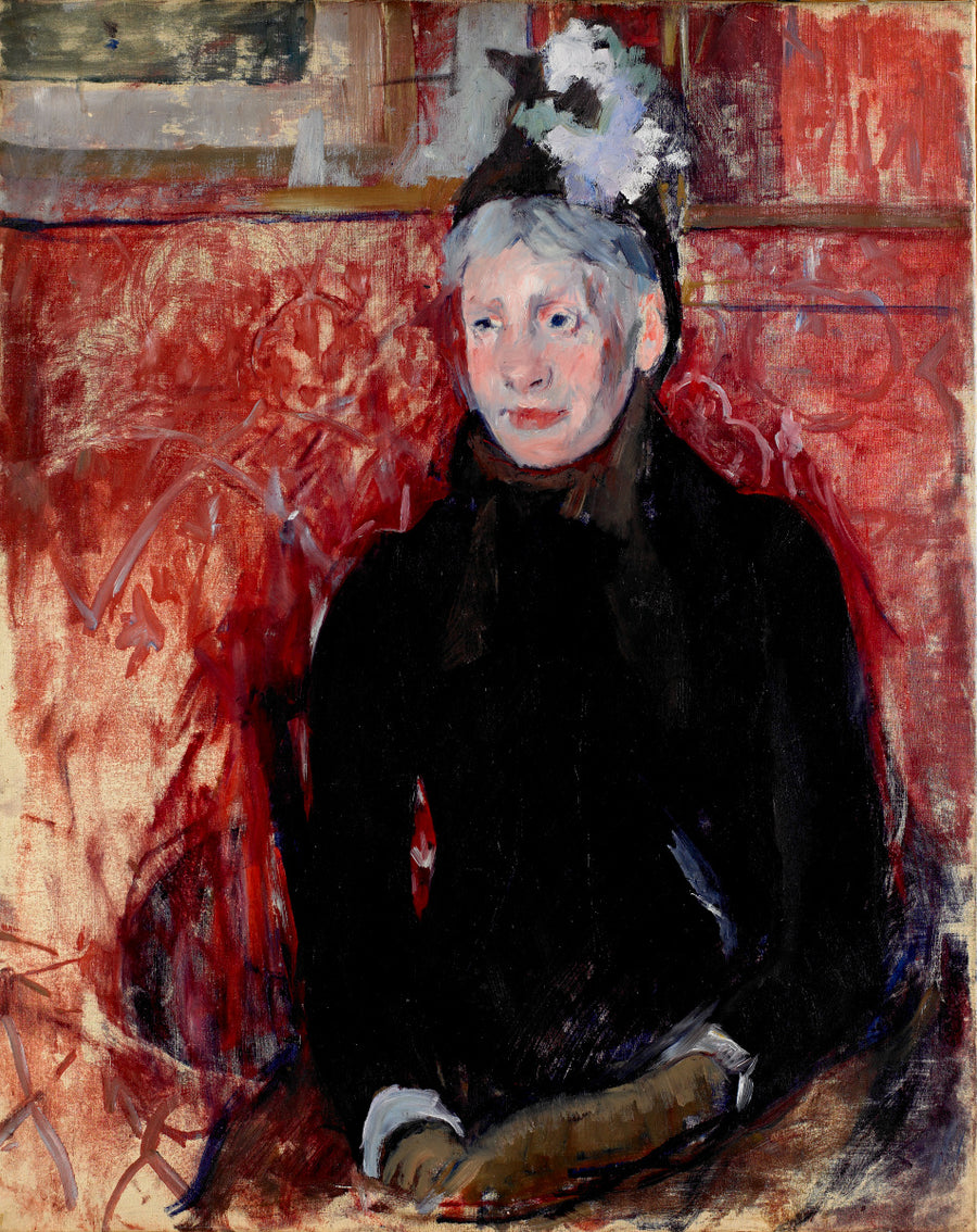 Étude d’une femme âgée au bonnet, fond rouge - Mary Cassatt