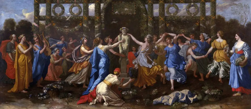 Hyménée verkleidet als Frau bei einem Opfer an Priapus - Nicolas Poussin