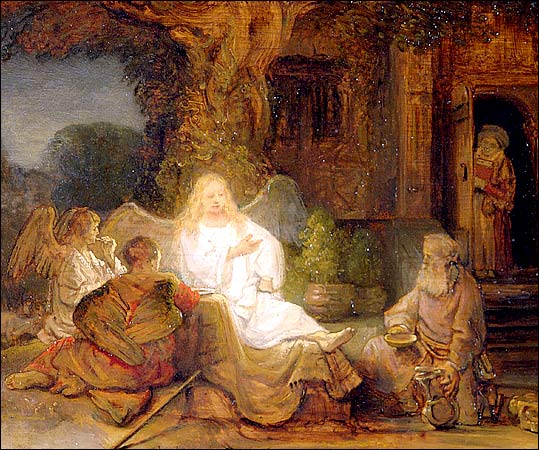 Reproduction du tableau « Abraham et les trois anges - Rembrandt » par Alpha Reproduction en peinture à l’huile