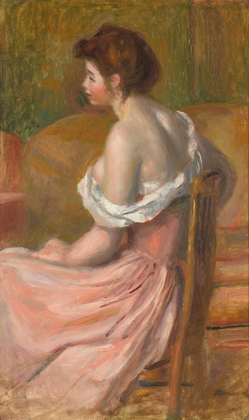 Junge Frau sitzt, Hals und Schultern unbedeckt - Pierre-Auguste Renoir