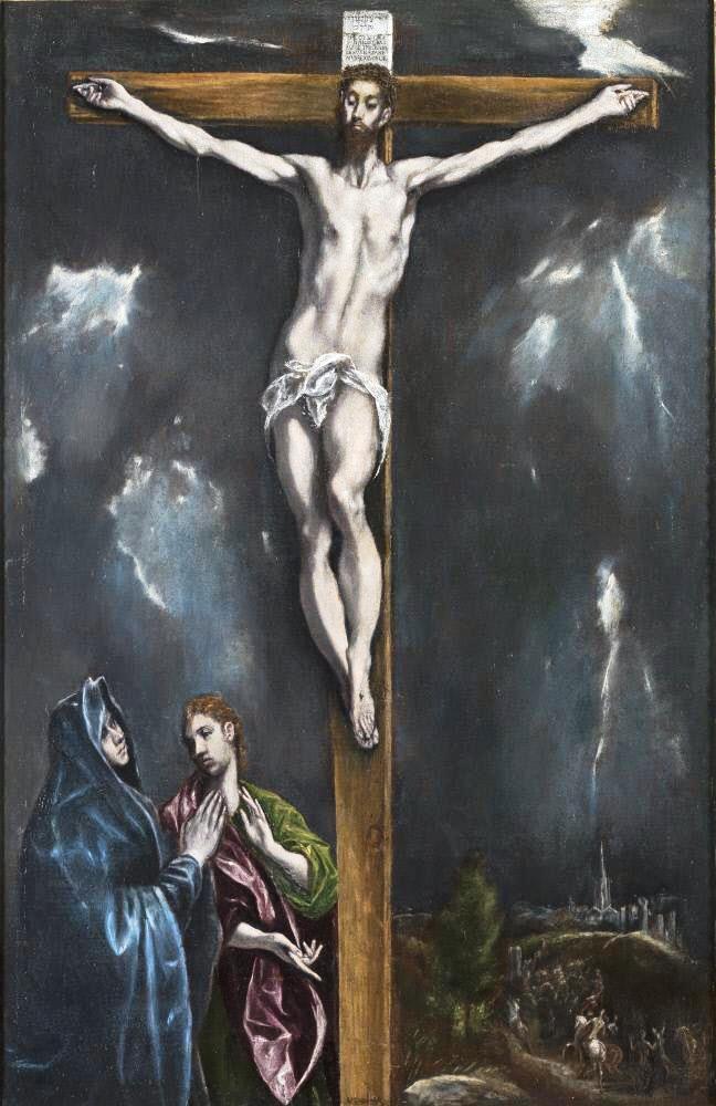 Kreuzigung mit der Jungfrau Maria und dem Evangelisten Johannes - El Greco