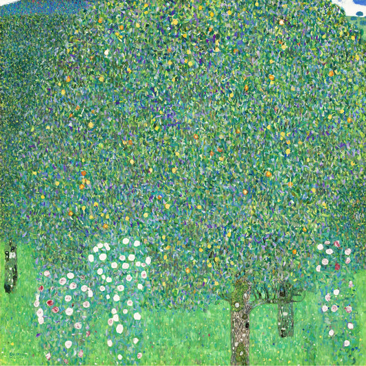 🌳🌸 Rosensträucher unter den Bäumen – Gustav Klimt (1905)