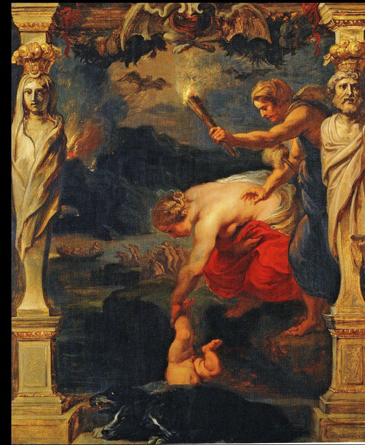 Achille tauchte in den Fluss Styx - Peter Paul Rubens