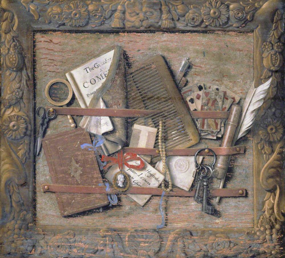 Trompe-l'œil d'un panneau de nécessité encadré - Samuel van Hoogstraten image 1 tableau peint à l’huile sur toile