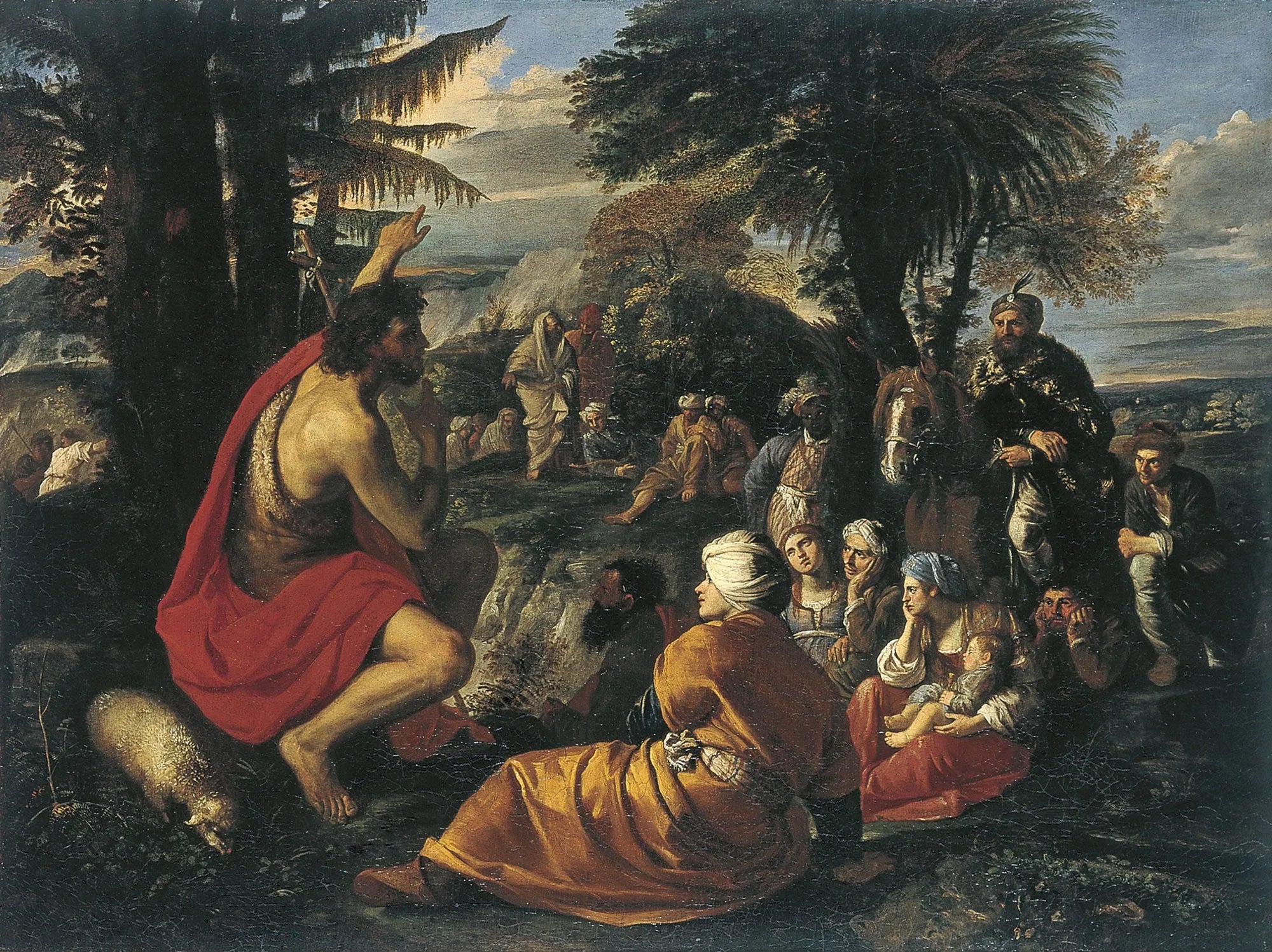 Saint Jean-Baptiste prêchant dans le désert - Pier Francesco Mola image 1 reproduction de peinture à l’huile