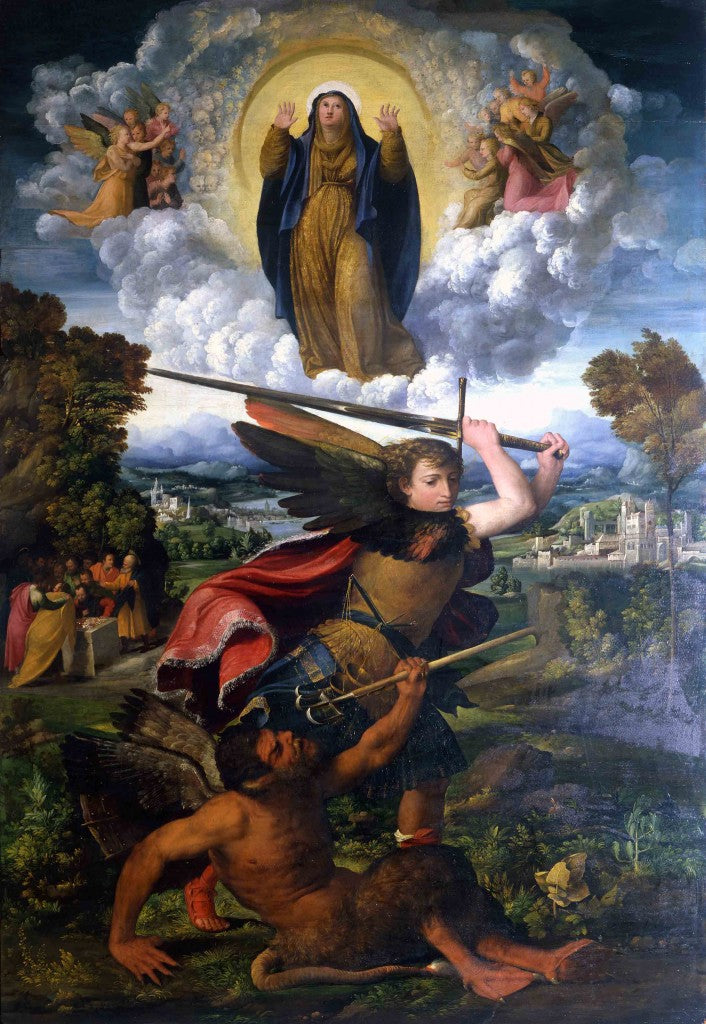 Saint Michel Archange combattant le démon et l'Assomption - Dosso Dossi