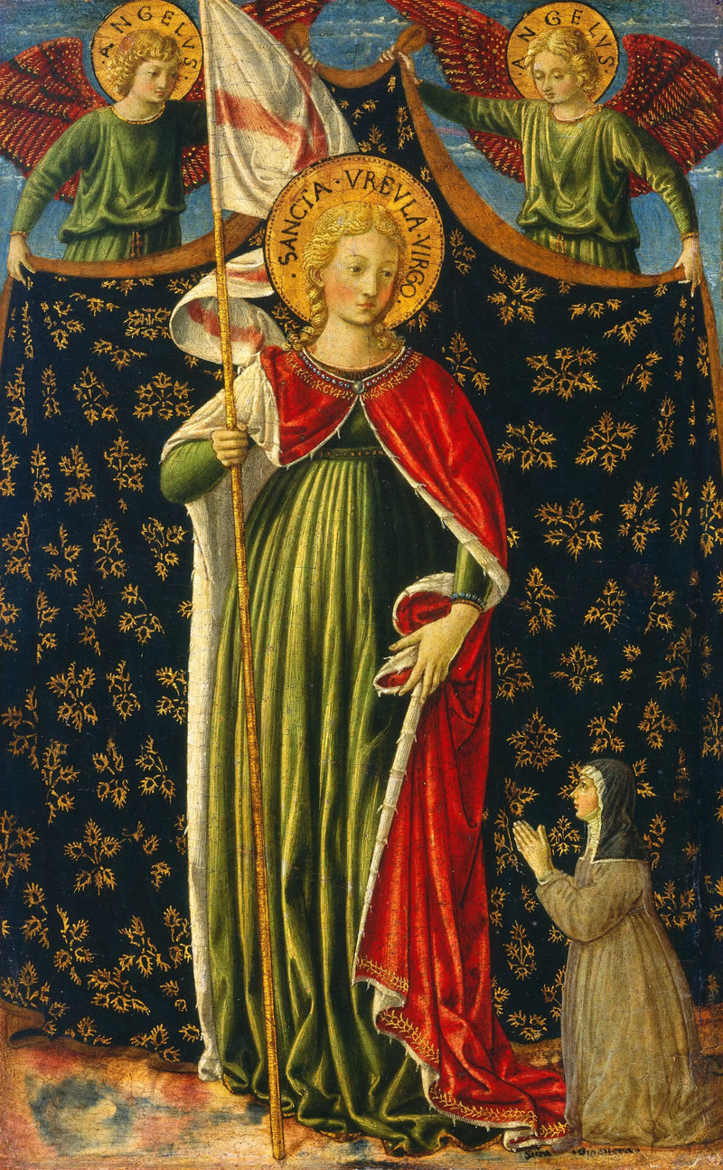 Heilige Ursula mit zwei Engeln und einem Spender - Benozzo Gozzoli