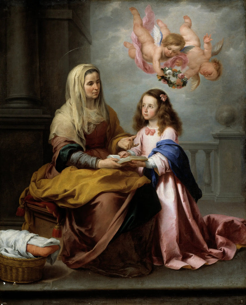 Sainte Anne unterrichtet Maria - Bartolomé Esteban Murillo