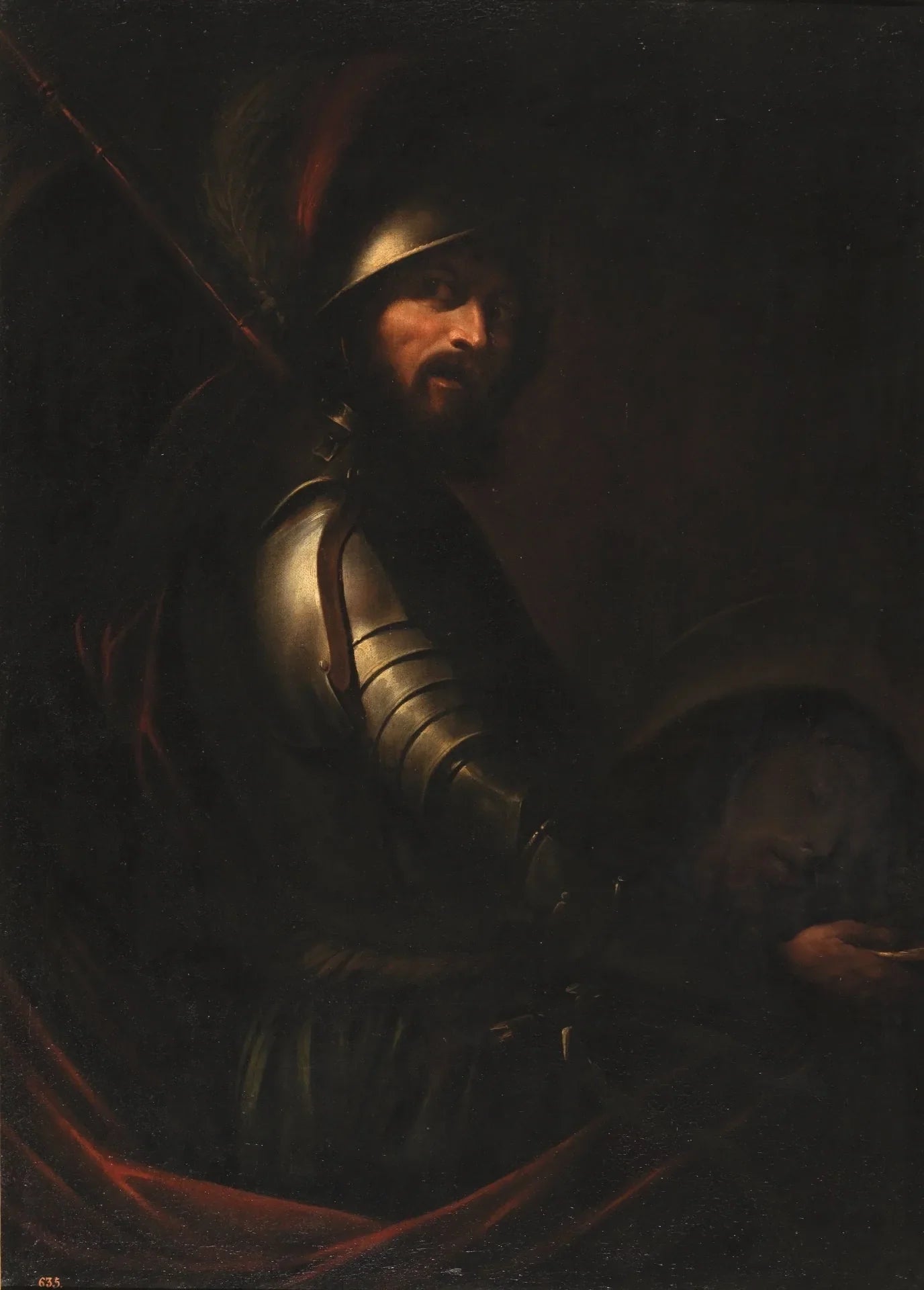Soldat portant la tête de Jean-Baptiste - Bartolomeo Manfredi image 1 tableau peint à l’huile sur toile