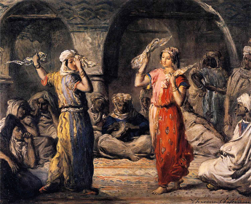 Mauretanische Tänzerinnen in Constantine (Algerien). Der Tanz mit Taschentüchern. - Théodore Chassériau