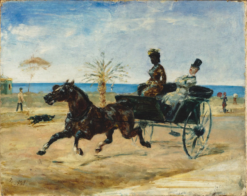 Anne Justine Angèle Delva von Dalmarie, die ein Cabriolet fährt - Henri de Toulouse-Lautrec
