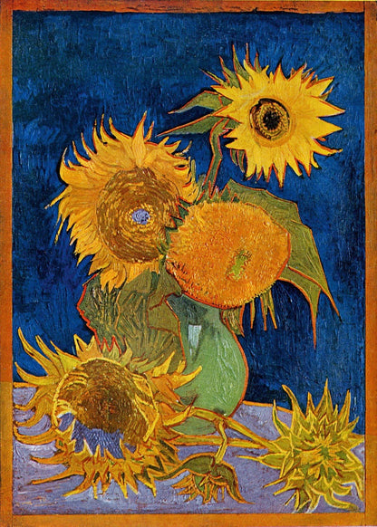 🌻 Sonnenblumen (königsblauer Hintergrund) – Vincent van Gogh (1888)