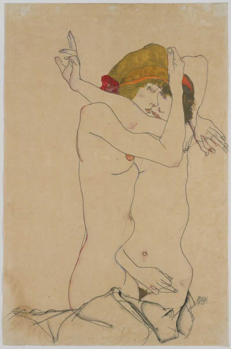 Zwei Frauen, die sich küssen - Egon Schiele