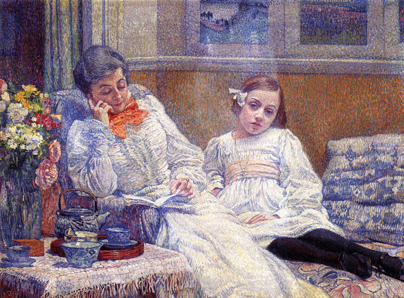 Eine Frau liest und ein Mädchen - Théo van Rysselberghe