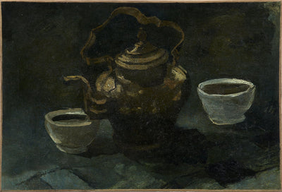 Stillleben, Kupferkaffeemaschine und zwei weiße Schalen - Vincent van Gogh