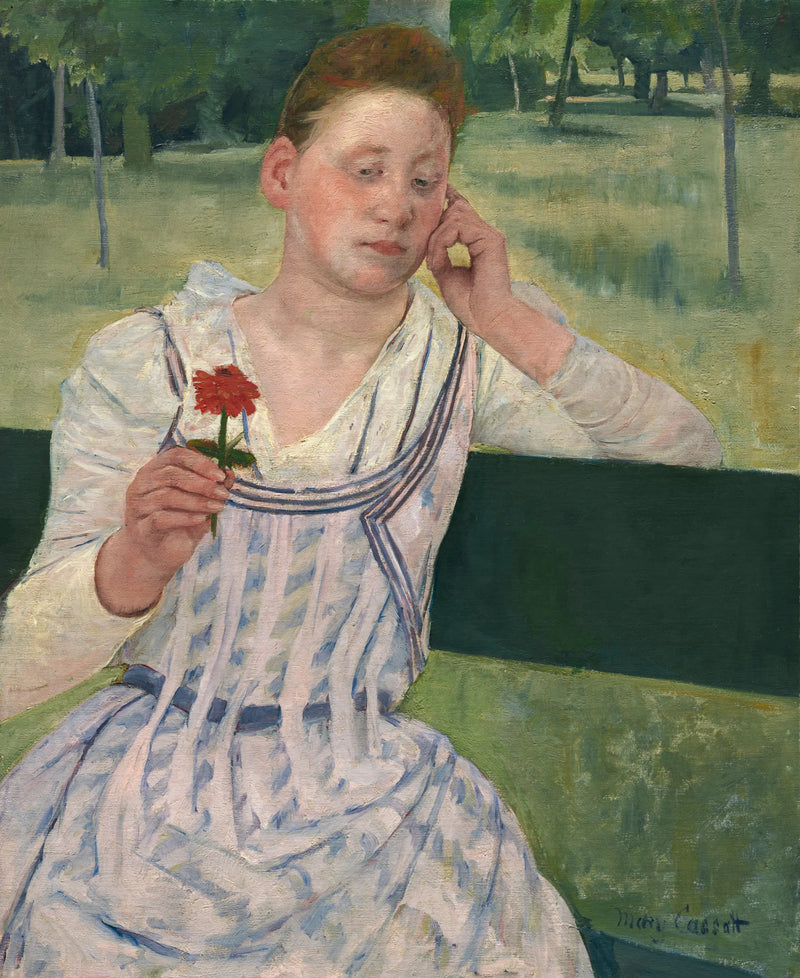Frau mit einer roten Zinnie - Mary Cassatt