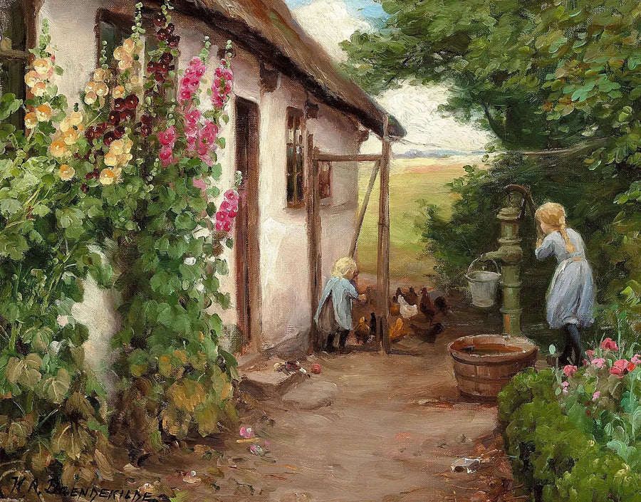 Außerhalb des Bauernhofs. - H. A. Brendekilde
