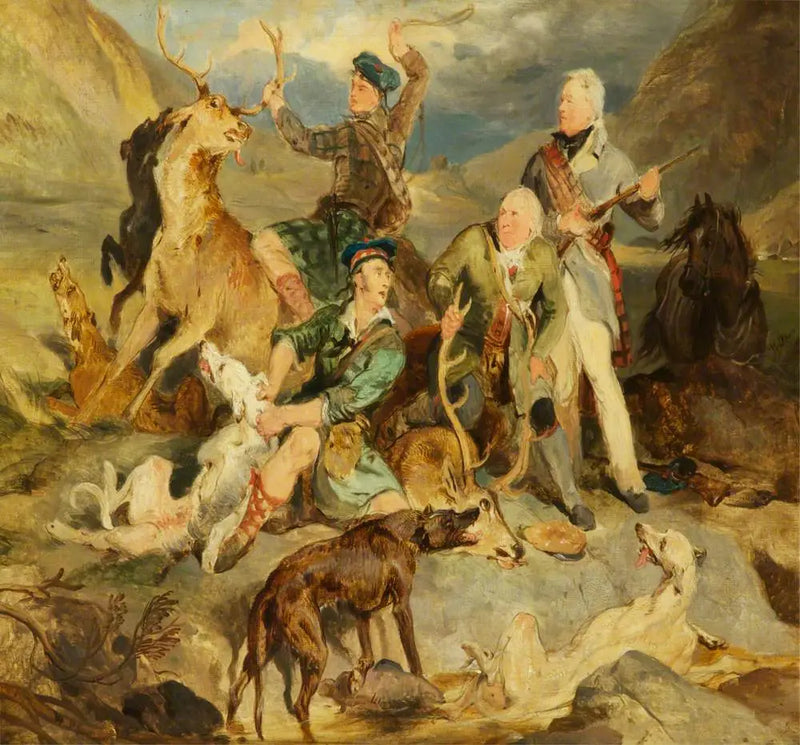 Auf der Jagd nach dem Hirsch: Der Herzog von Atholl mit den Förstern - Edwin Henry Landseer
