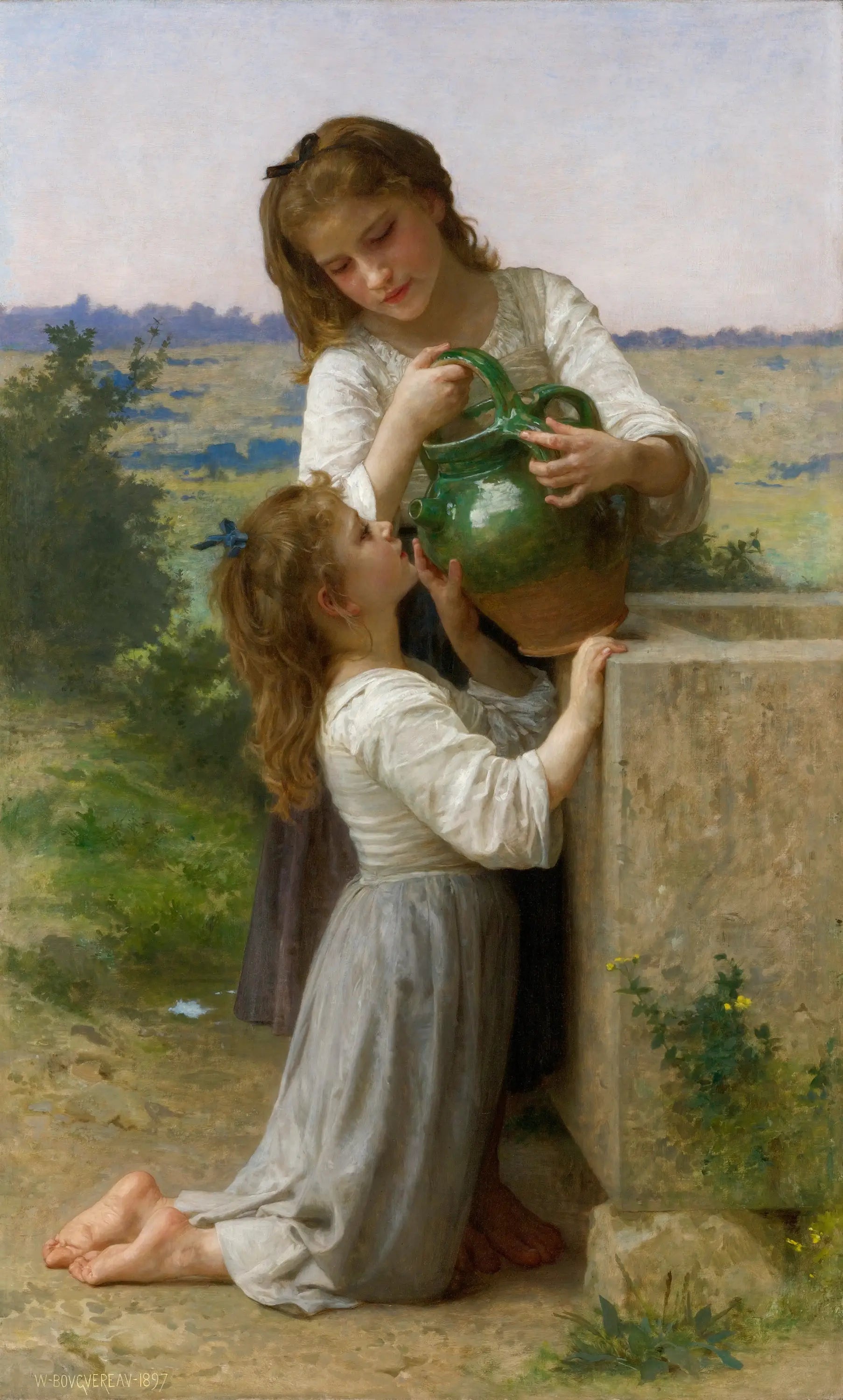 À la fontaine - Bouguereau image 1 copie peinte à la main à l’huile