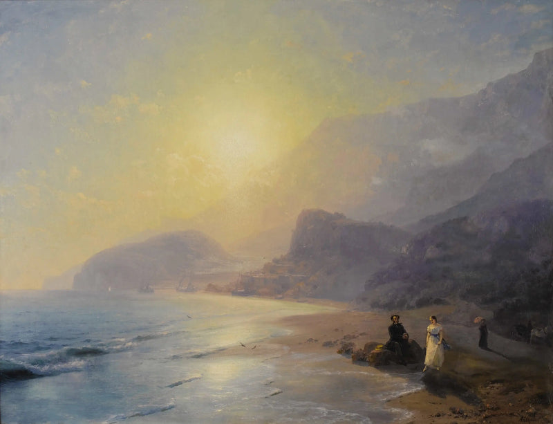 A. S. Pouchkine und die Gräfin M. N. Raevskaya am Meer bei Gurzuf