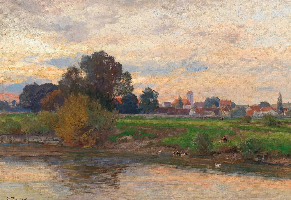 Abendlandschaft Etzenhausen bei Dachau - Hugo Darnaut image 1 tableau peint à l’huile sur toile