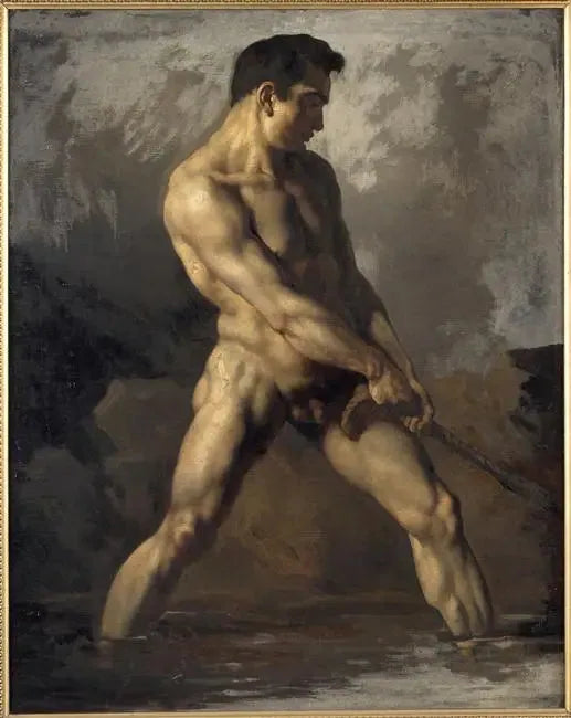Akademie des stehenden Mannes, der an einem Seil zieht - Théodore Géricault
