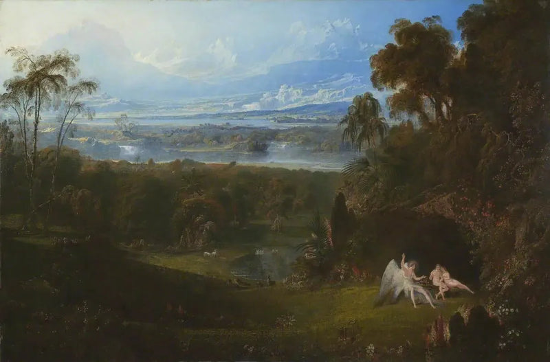 Adam und Eva unterhalten den Engel Raphael - John Martin
