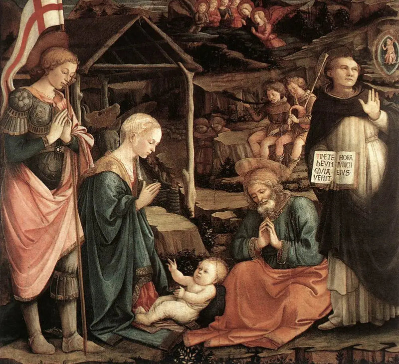 Anbetung des Kindes mit Heiligen Vincent Ferrier und Georg - Fra Filippo Lippi