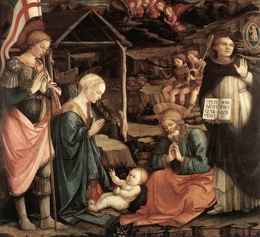 Anbetung des Kindes mit Heiligen Vincent Ferrier und Georg - Fra Filippo Lippi