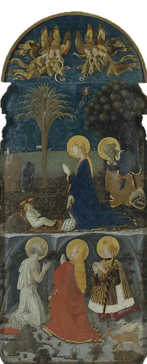 Anbetung des Jesuskindes mit Heiligen Hieronymus, Maria Magdalena und Eustachius - Paolo Uccello