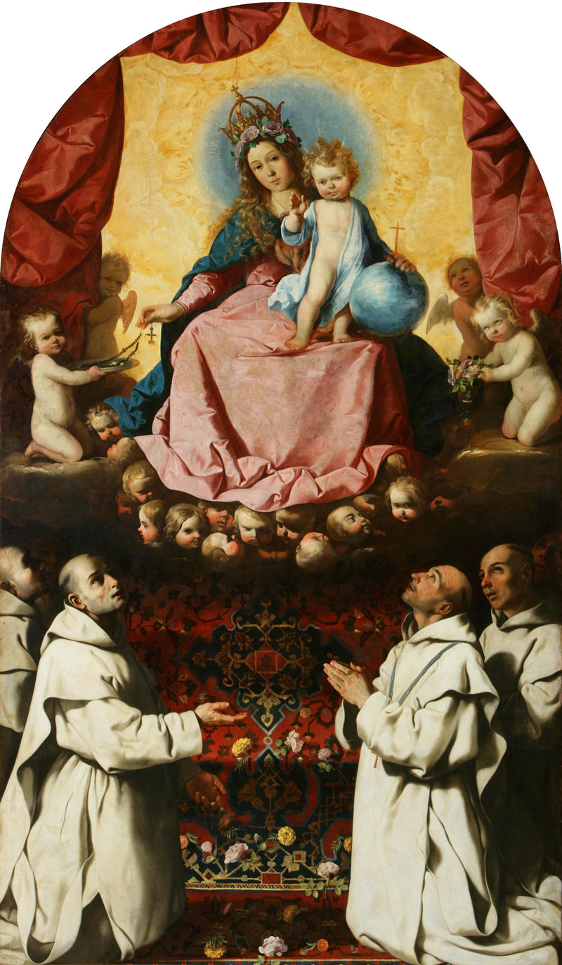 Anbetung der Jungfrau vom Rosenkranz durch Kartäuser. - Francisco de Zurbarán