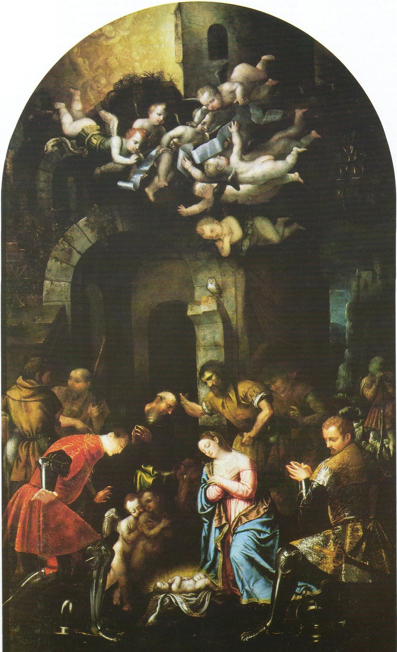 Anbetung der Hirten mit den Heiligen Nazario und Celso - Alessandro Bonvicino