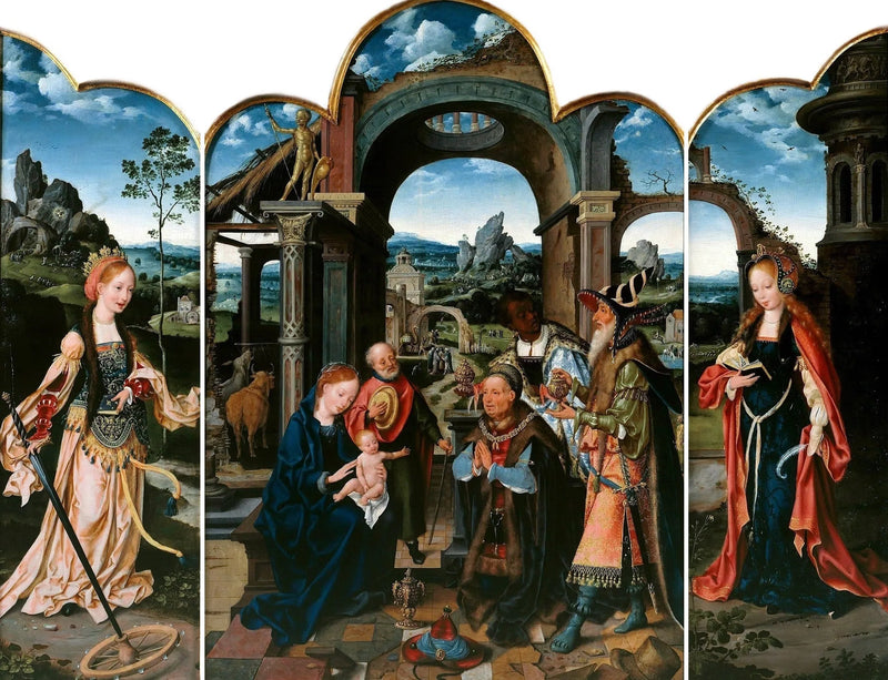 Anbetung der Heiligen Drei Könige mit Sigismund I. von Polen. - Joos van Cleve