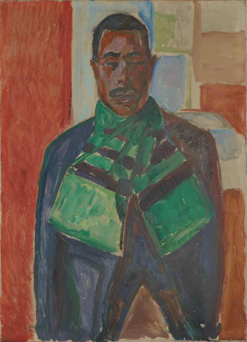 Afrikaner mit grünem Schal - Edvard Munch