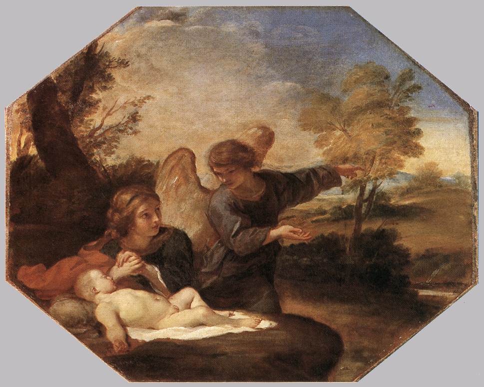 Agar und Ismaël in der Wüste - Andrea Sacchi