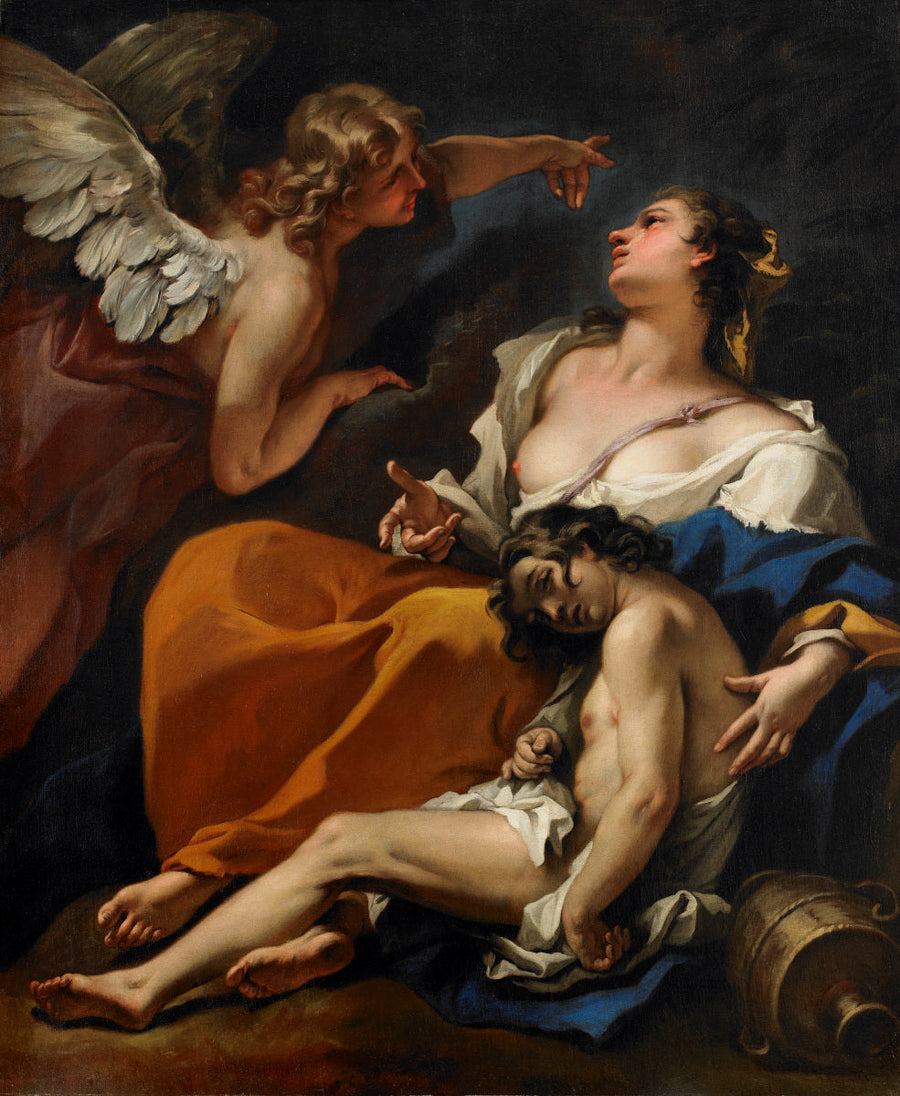Agar und Ismael gerettet durch den Engel - Sebastiano Ricci