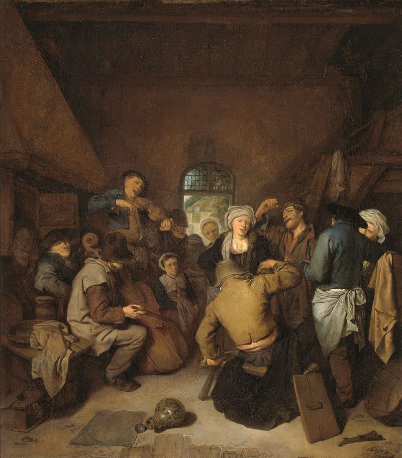 Les agriculteurs font de la musique et dansent. - Cornelis Bega