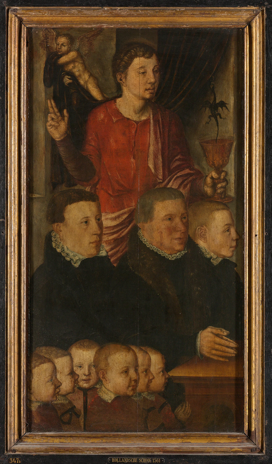 Aile gauche d'un triptyque commémoratif (anciennement appelé table commémorative de Gertz) à neuf fondateurs avec saint Jean l'Évangéliste (à l'intérieur) et saint Pierre (à l'extérieur) - Artiste inconnu du Rijksmuseum