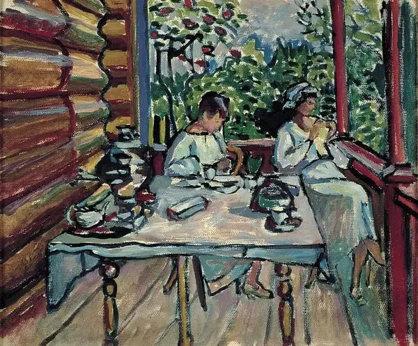 Akhtyrka, Nina und Tatiana in der Veranda - Vassily Kandinsky